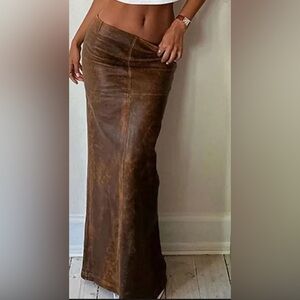 Faux brown leather skirt